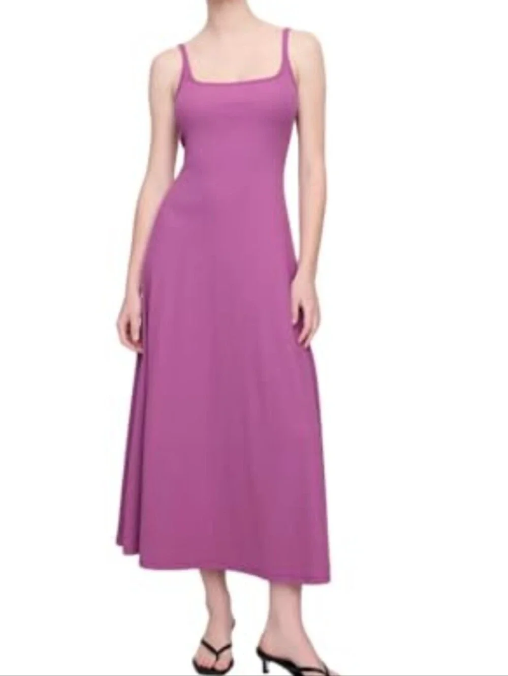 gap purple dress Gap Factory Women's Ribbed Squareneck Midi Dress Purple Orchid Size M